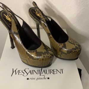 Yves Saint Laurent Tribtoo 105 Python slingback